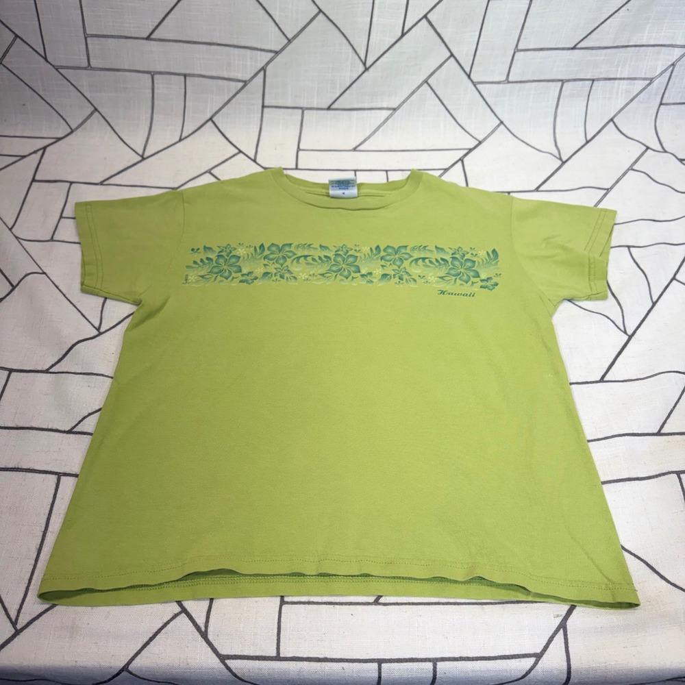 Crazy Shirts T-Shirt Medium Green Hawaii Hibiscus Floral Graphic Short Sleeve